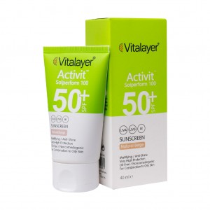 کرم ضد آفتاب SPF50 پوست چرب اکتی ویت ویتالیر 40 میلی لیتر(بژ طبیعی)