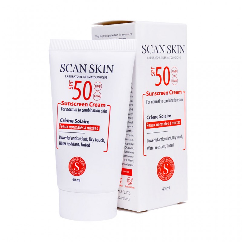 کرم ضد آفتاب SPF50 پوست نرمال تا مختلط اسکن اسکین 40 میلی لیتر(بی رنگ)
